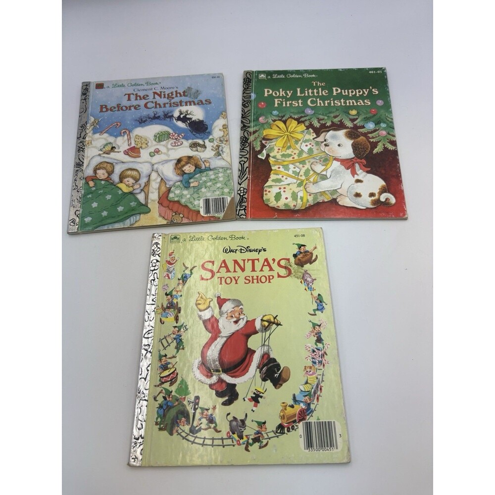 Walt Disney's Santa's Toy Shop Hardcover Book A Little Golden Book Bundle (3)